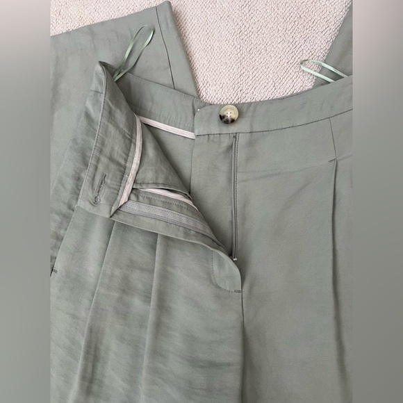 TOPSHOP Women’s Mint Sage Green Pleated
Wide Leg Trousers Pants Size 4 - Picture 6 of 16